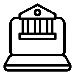 Government with laptop icon representing political science, governance, and education