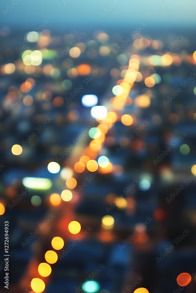 Aufkleber Beautiful bokeh of city lights at twilight creating dreamy and atmospheric visual for urban themes and lifestyle : Generative AI