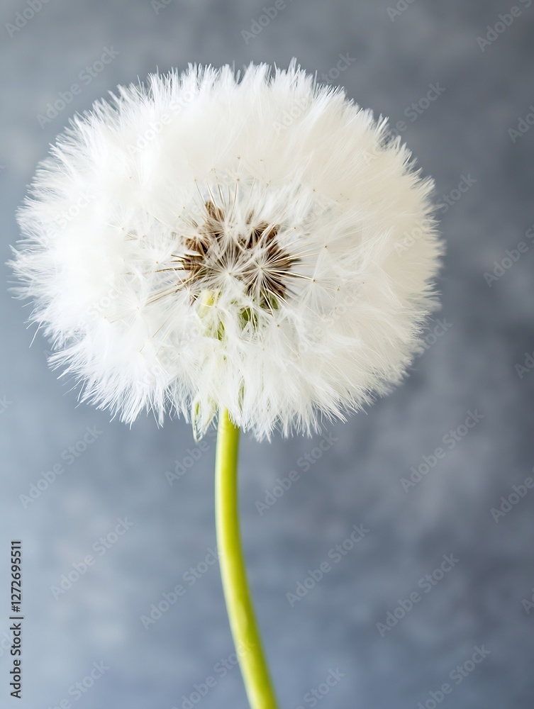 Poster Close Up of a Beautiful White Dandelion Flower Against a Soft Background : Generative AI