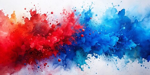 Vibrant Red and Blue Watercolor Splashes Abstract Background
