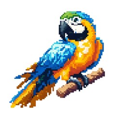 Fototapeta premium 금강앵무, 픽셀아트, jpeg (Macaw, pixel art, jpeg)