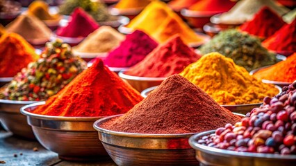 Fototapeta premium Vibrant Red Spice Market Stall Minimalist Photography