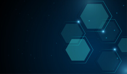 the Technology connected blue lines with electronics elements with polygons shapes. Abstract AI blue light lines on dark background with lighting effect vector