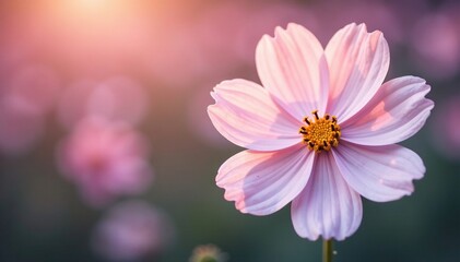 Soft pink hues on pale white petals, delicate cosmos flower, pale, nature, cosmos flower
