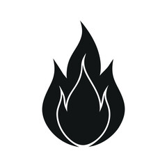 Fire flame icon. Silhouette vector illustration of a fire flame symbol  isolated on white background