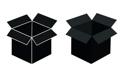 Open box silhouette vector illustration isolated on white background