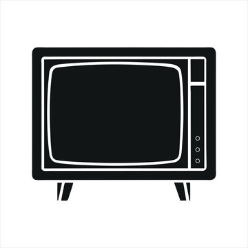 recommend clip art: Retro tv vector illustration. Television silhouette icon. Silhouette of a vintage television vector illustration isolated on white background.