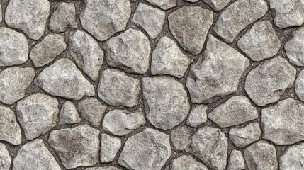A seamless high-resolution gray cobblestone texture, ideal for use in 3D renderings or construction projects.