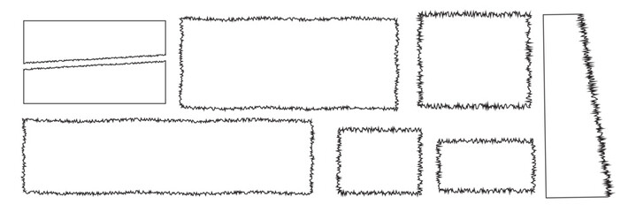 Torn paper pieces of Collection. Red and Black square frames with Irregular edges. Set of silhouettes of ripped Rectangular and Square shapes. Piece of grunge collage stickers. EPS 10