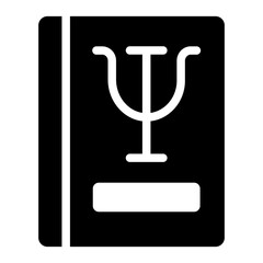 Book with mind symbol glyph icon representing psychology, mental health, and behavioral studies