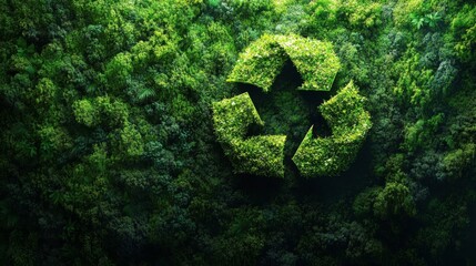 Lush Green Recycle Symbol on Moss Wall