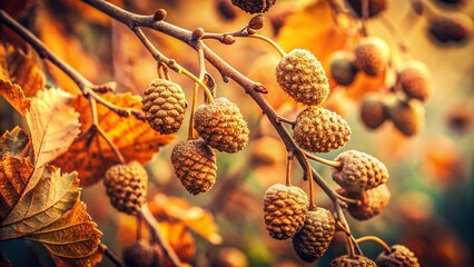 Vintage Alder Seed Pods: Nature's Autumnal Beauty, Close-Up Photography