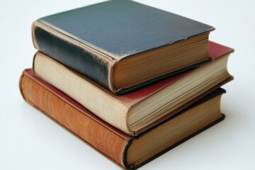 A neat stack of old aged and colorful hardcover books