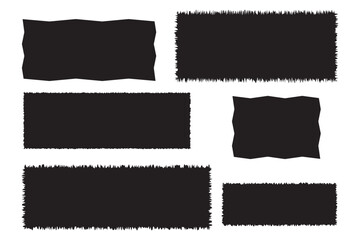 Torn paper pieces of Collection. Red and Black square frames with Irregular edges. Set of silhouettes of ripped Rectangular and Square shapes. Piece of grunge collage stickers. EPS 10