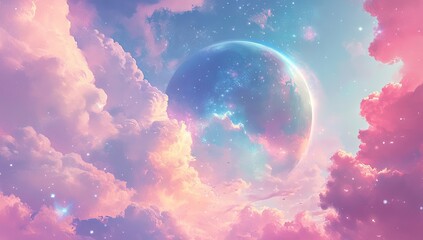 Pastel Planet in Cloudscape