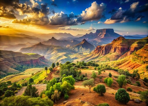 Vintage Ethiopian Landscape: Lasta Mountains, Lalibela