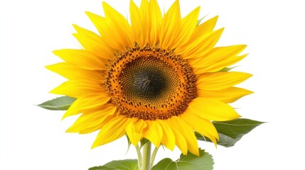 Fototapeta premium A vibrant sunflower with bright yellow petals and a dark center.