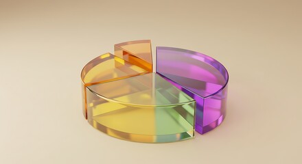 3D glass pie chart - transparency and performance - business presentations and report