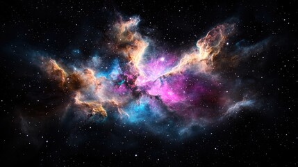Fototapeta premium Colorful Nebula in Deep Space, Cosmic Cloud Formation, Starry Background, Astronomy Image, Educational Poster, Stock Photo