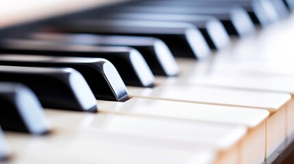 Close up of piano keys with a dramatic focus highlighting the artistry of music : Generative AI