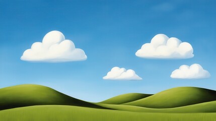 Obraz premium green field and blue sky