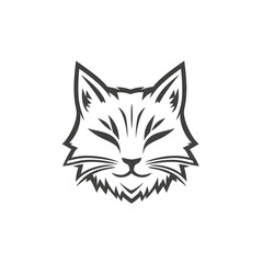Fototapeta premium a cute cat face with closed eyes, exuding peace and tranquility, a serene and minimalist illustration