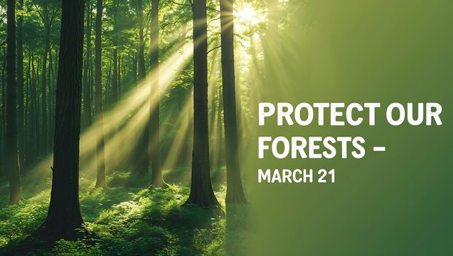 March 21 International Forest Day A Dense Forest with Sunlight Streaming Through the Trees