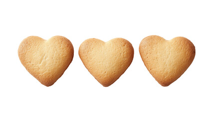heart shaped cookies isolated on transparent white background, clipping path
