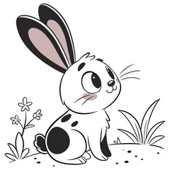 cute bunny black and whait
