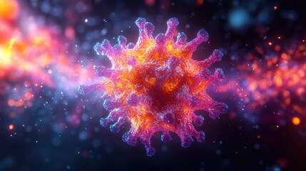 Vibrant 3D Rendering of a Virus Particle