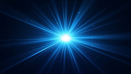 Obraz premium A vivid blue energy flare with a glowing core, emitting sharp radial beams and subtle halo effects on a deep black background. Ideal for futuristic designs, sci-fi themes, and digital overlays.