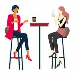 Coffee break vector illustration. office break. woman drinking coffee. friends drinking coffee.
