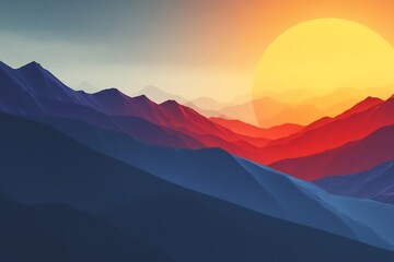 Obraz premium Vibrant sunset illuminates majestic mountains dramatic color palette. AI Generated