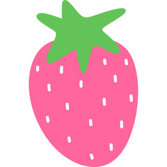 Vibrant Strawberry Delight: A captivating illustration of a succulent strawberry, showcasing its luscious pink hue and the contrasting green of its leaves.