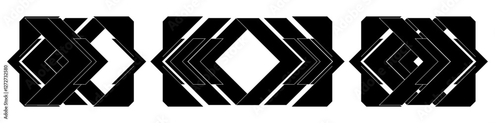 Poster abstract digital technology arrows element set. black isolated futuristic sci-fi shapes on white bac