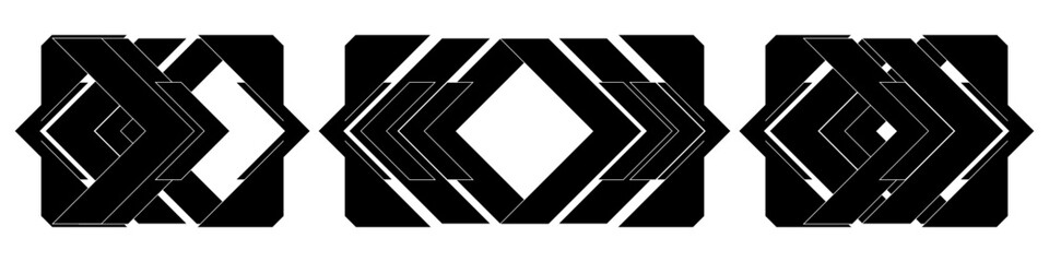 Abstract digital technology arrows element set. Black isolated futuristic sci-fi shapes on white background. Vector illustration © Biod