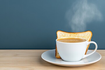 A minimalist representation of a steaming coffee cup and toast, symbolizing a classic breakfast meal