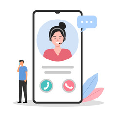 Call center, online customer support. Contact us customer service. Personal assistant service, Person Advisor and Social Media Network.
