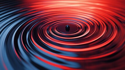 Naklejka premium Abstract swirling red and blue liquid with black sphere