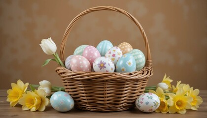 Obraz premium Pastel Easter Basket with Playful Patterns