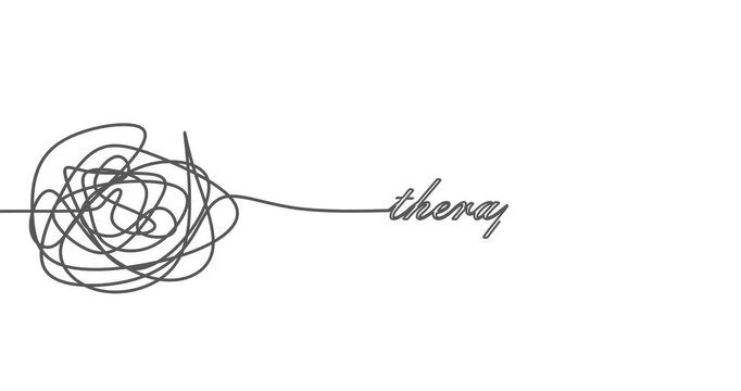 From chaos to order. Mental health concept. Metaphor of problem solving, chaos and mess, difficult situation. Therapy word with untangled knot