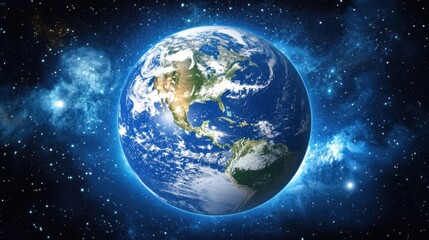 Obraz premium A high-definition space view of Earth with intricate cloud formations swirling over oceans and continents, illuminated by sunlight.