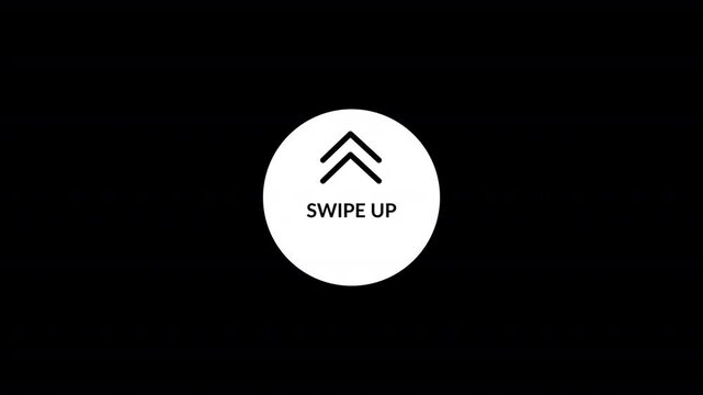 swipe up direction arrow icon animation on black background, Slide up arrow icon animated with alpha channel.