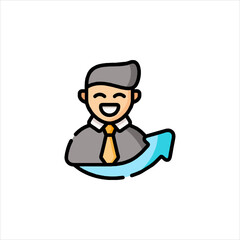 set of funny cartoon manager