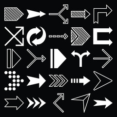 Set of arrow vector on dark background
