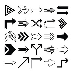 Set of arrow vector on white background