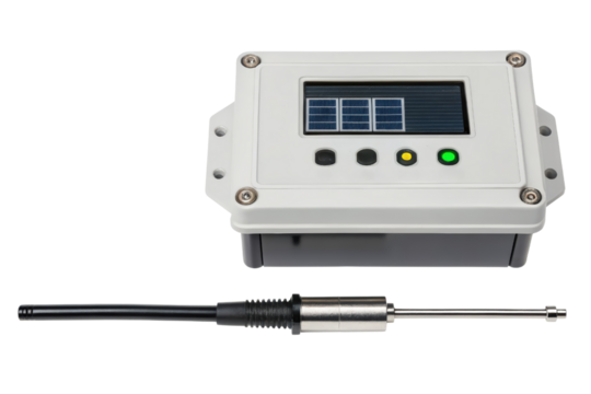 Portable solar-powered water meter isolated with transparent background