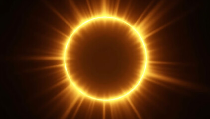 Fototapeta premium A luminous golden halo with soft, circular gradients and warm radiant beams, creating an elegant glow against a black background. Ideal for luxury designs and mystical effects.
