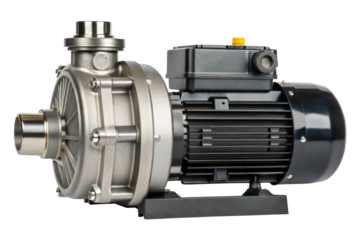 Industrial centrifugal water pump isolated with transparent background