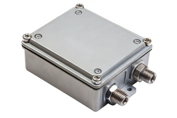 Metal electrical enclosure box isolated with transparent background